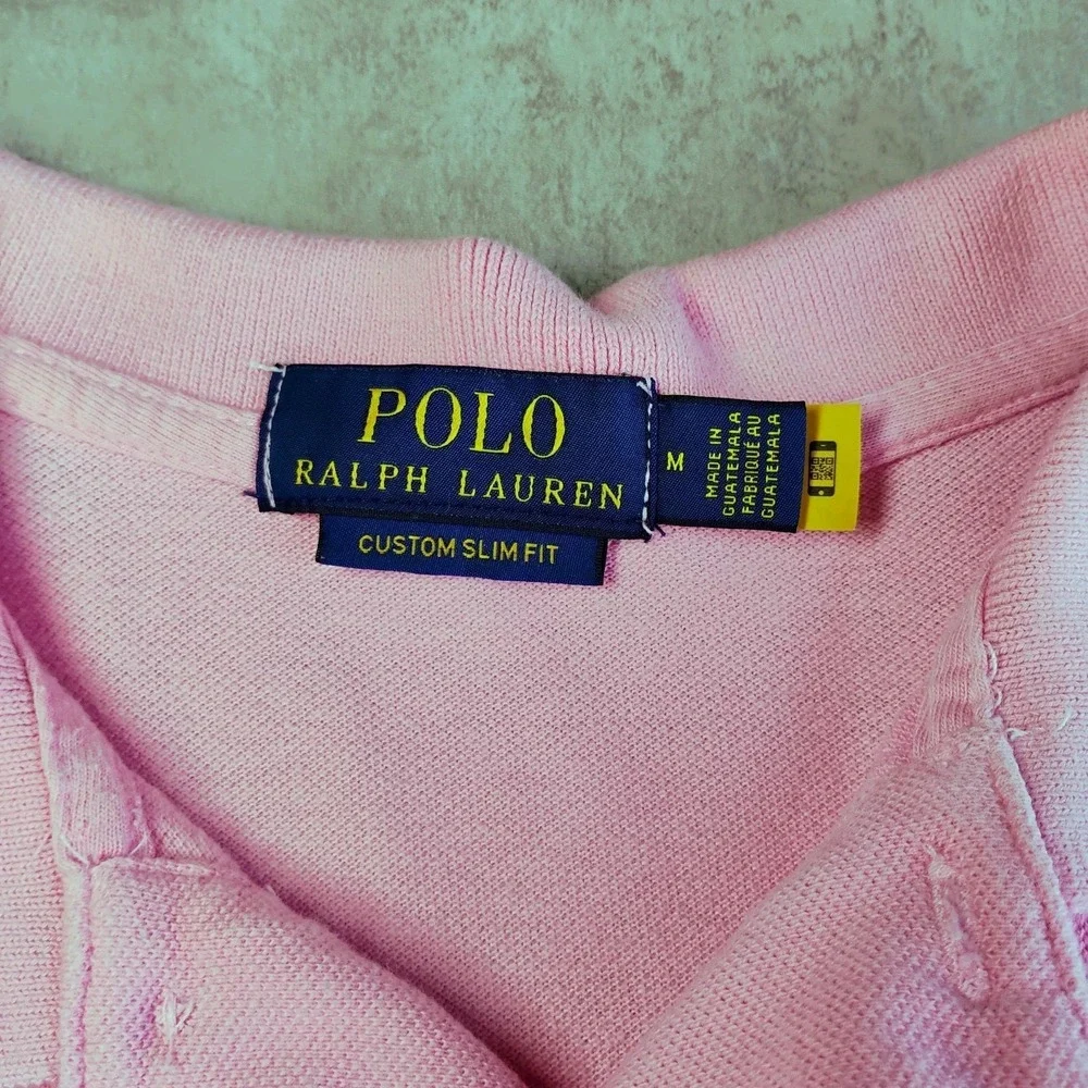 Polo Ralph Lauren Men's Polo Shirt Custom Slim Fit Medium Pink Flesh Pony Logo